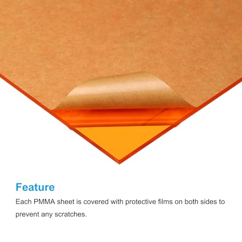 Image of MECCANIXITY 5 Pcs PMMA Acrylic Sheets Colored Transparent 7 x 5Inch Orange Acrylic Sheets for DIY Projects, Art, Crafting, Laser Cutting & Engraving