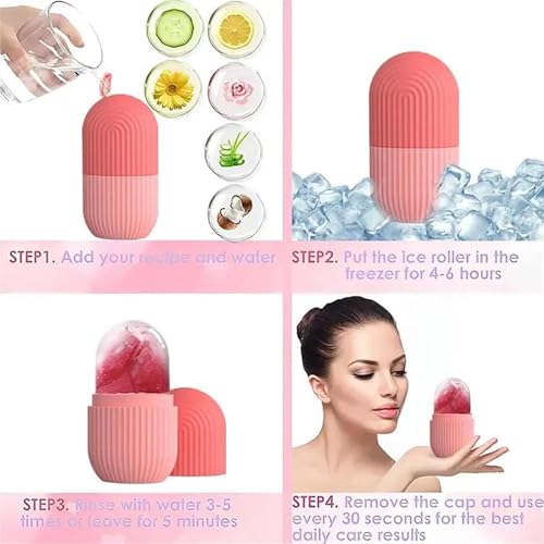 Image of Ice Roller for Face Massager and Glowing Skin | Ice Roll for Face and Eye | Pore Tightening, Puffiness & Dark Circle Reduction | Facial Ice Mold Massager for Skin Care (Pink)
