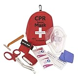 ASA TECHMED Emergency First Aid Kit - CPR Rescue Mask, Pocket Resuscitator One Way Valve, Disposable Razor, EMT Trauma Shears, Tourniquet, Gloves, Antiseptic Wipes