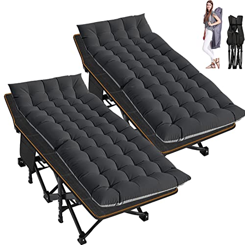 Image of ABORON Camping Cot for Adult 28 inch Extra Wide, 2PK Heavy-Duty 1200D Oxford Cot for Sleeping, Portable Folding Camp Bed with Mat & Carry Bag