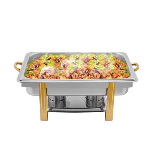 Gbonklong Gbonklong Chafing Dishes for Buffet, 9L Stainless Steel Chafing Dishes Buffet Set, Chafers and Buffet for Food Warmer, Trays Pan with Frame Stand, for Kitchen, Party