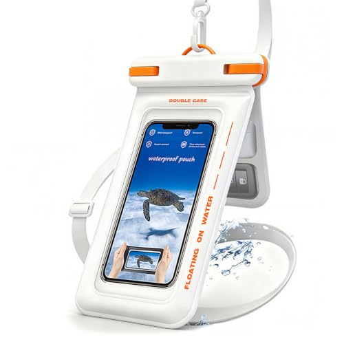 Image of ZORBES IP68 Waterproof Phone Pouch Double Space, Floating Waterproof Phone Case with Lanyard, White
