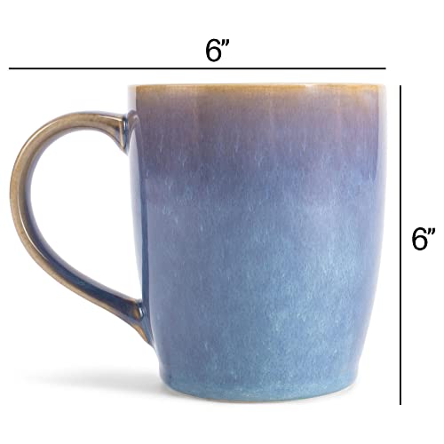 Elanze Designs Reactive Glaze 17 Ounce Ceramic Curved Body Mugs Set Of 4, Ocean Sunrise #TOP4