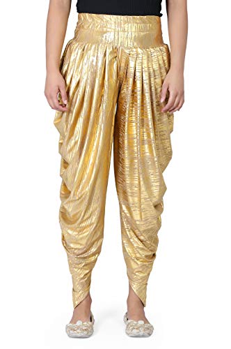 Legis Shimmer Relaxed Yoga Fitness Active and Dance Wear Dhoti Pants for Women One Size - Yellow Gold