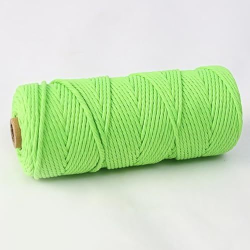 HSTWODE 1/9 cuerdas de algodón, cuerda de macramé de 4 mm, cuerda de algodón, 9 colores, hilo de macramé, para colgar, manualidades, manualidades, punto, colgador de plantas (verde4#)