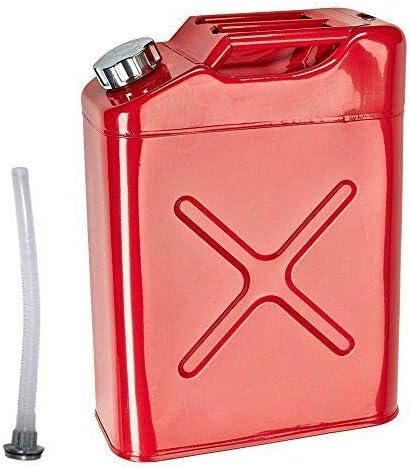 HYGRAD BUILT TO SURVIVE 20L 5 Gallon Steel Fuel Gasoline Petrol Diesel Water Jerry Can Tank Container Backup Storage Gasoline Metal Cans with Spout for Storage Fuel Petrol Diesel Oil Container