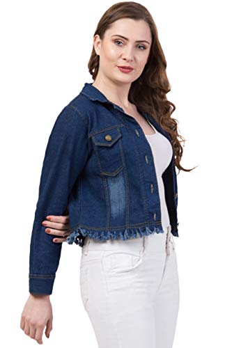 Image of FUNDAY FASHION Womens Denim Standard Length Full Sleeve Solid Jacket
