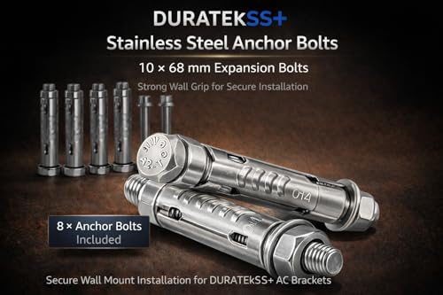 Image of SS204 Heavy Duty Stainless Steel AC Stand Wall Mount Bracket for 2-5 Ton | 2 mm Thick | 24-Inch Support Arms | Complete SS Fastener Kit