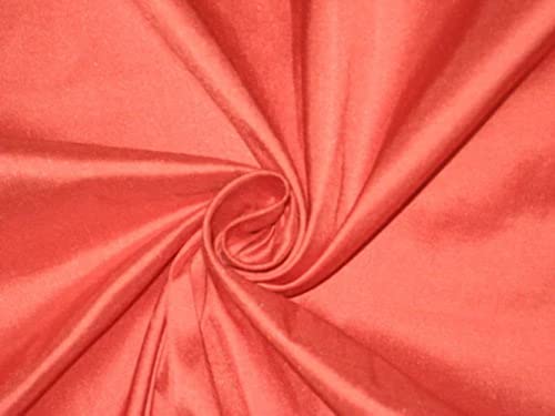 Tissu Dupion 100 % pure soie couleur corail 137 cm pour ameublement et confection rideaux