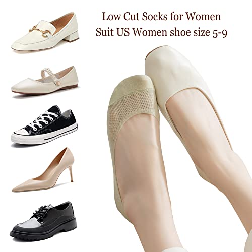 Bivolu Womens Low Cut Thin Breathable Mesh Cotton Socks Non Slip Comfortable Causal No Show Socks For Women Solid Liner Flats Socks 6 Pack Size 5-9 #TOP6