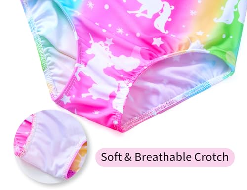 Image of Girls Bathing Suits Colorful Swimsuits with UPF 50 + Sun Protection Sleeveless Toddler Kids One Piece Swimwear