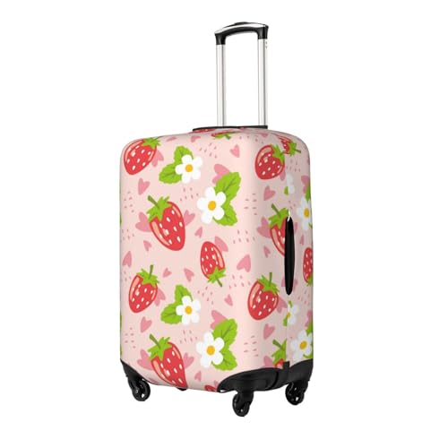 Cute Strawberry Pink Love Luggage Cover Protector Anti-Scratch Washable Fits 18-32 Inch Luggage-Large2