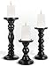 Large Candle Holders for Pillar Candles - Decorative Rustic Centerpiece Pillars Compatible with Battery-Operated Candles - Tall Farmhouse Wooden Candle Holders Pillar - Set of 3