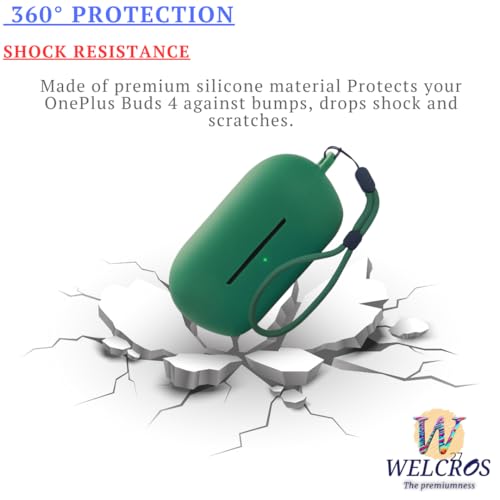 Image of WELCROS Soft Silicone Case Cover for Sony WF-C710N | C710NSA with Lanyard (Green)