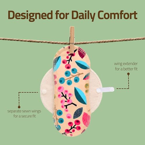 Image of Made in EU - Ultra-Thin Reusable Panty Liners (Medium, 7-Pack) - High-Temp Washable Cloth Panty Liners for Women - Secure & Breathable Organic Viscose Keeps You Fresh & Dry for Daily Vaginal Discharge