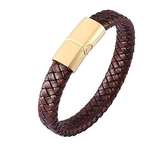 Bracelet en acier inoxydable 316 cuir masculin tressé vintage homme