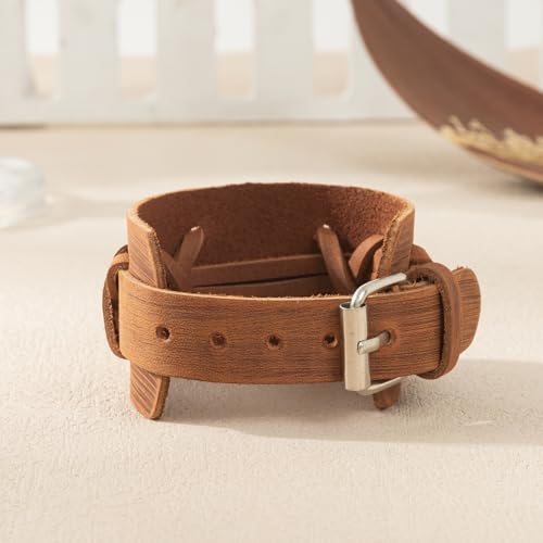Pulsera trenzada de cuero genuino estilo vintage miniatura 5