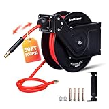 Retractable Air Hose Reel,3/8'x50FT in Hybrid Air Hose Max 300PSI,Air Compressor Hose...