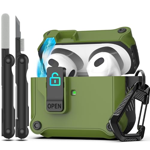 Funda para Airpods 3 protectora contra arañazos con cierre anticaída verde