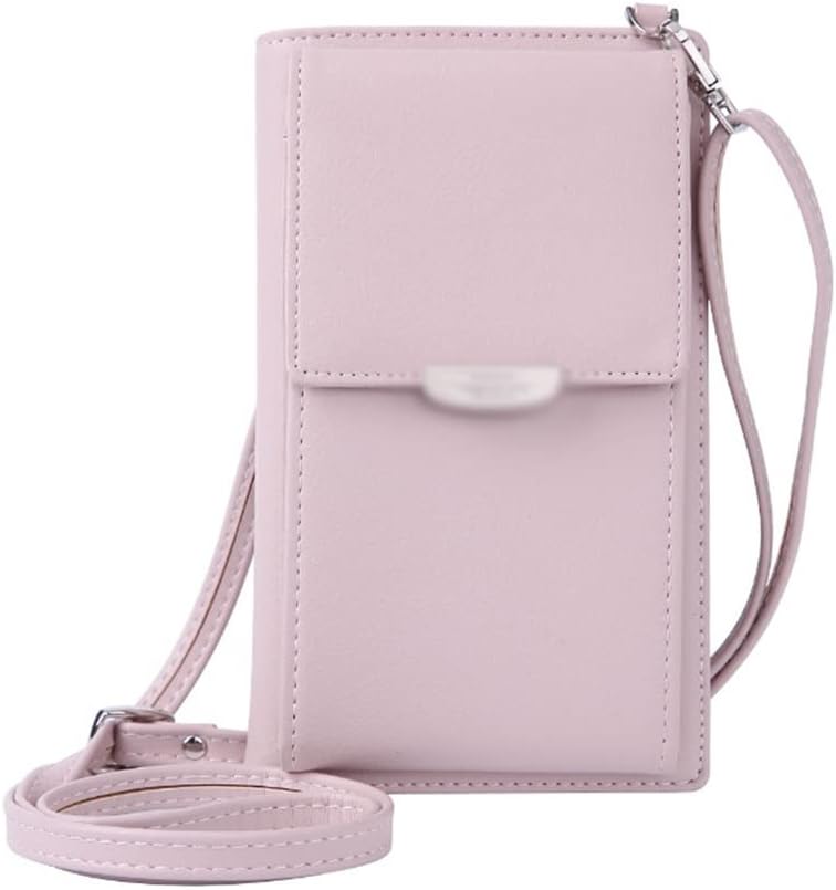 Women Purses Solid Color Leather Shoulder Strap Bag Mobile Phone Bag Card Holders Wallet Handbag Pockets For