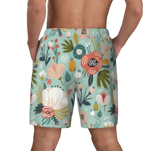 Men's Colorful Flora Print Quick-Dry Mesh Swim Trunks Stretch Lining Beach Shorts Surfing Summer Vacations3