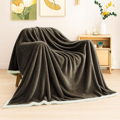 Image of VAS COLLECTIONS Premium Sherpa Flannel Blanket | 460 GSM Ultra-Soft Plush Heavyweight Blanket | Warm & Cozy Winter Comforter for Bedroom - (Grey, 58x88 Inches, Single (2300 g))