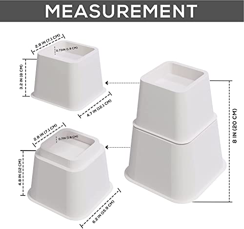 Utopia Bedding Adjustable Bed Furniture Risers - Elevation In Heights 3, 5 Or 8 Inch Heavy Duty Risers For Sofa And Table - Supports Up To 1,300 Lbs - (Set Of 4 Riser, White) #TOP6