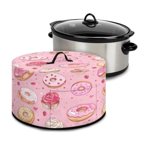 GOSTONG Slow Cooker Cover Reuseable Donut Print Slow Cooker Appliance Dust-proof Cover with Pocket for 6, 7 & 8 Quart Crock Kitchen Acessories