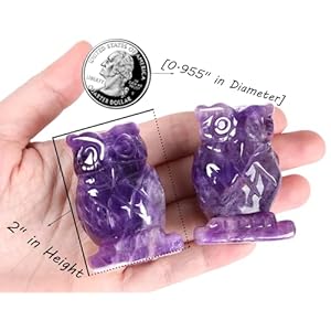 QINJIEJIE 2" Amethyst Owl Decor Crystals Stone Figurines Carved Gemstone Owls Statue Healing Home Room Sculpture Natural Lucky Owl Decorations Cute Purple Office Desk for Women Men QINJIEJIE 2 Amethyst Owl Decor Crystals Stone Figurines Carved Gemstone Owls Statue Healing Home Room Sculpture Natural Lucky Owl Decorations Cute Purple Office Desk for Women Men