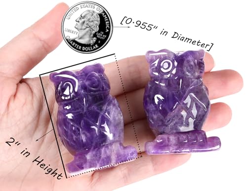 QINJIEJIE-2-Amethyst-Owl-Decor-Crystals-Stone-Figurines-Carved-Gemstone-Owls-Statue-Healing-Home-Room-Sculpture-Natural-Lucky-Owl-Decorations-Cute-Purple-Office-Desk-for-Women-Men QINJIEJIE 2 Amethyst Owl Decor Crystals Stone Figurines Carved Gemstone Owls Statue Healing Home Room Sculpture Natural Lucky Owl Decorations Cute Purple Office Desk for Women Men