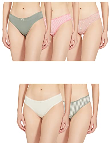 Image of Marks & Spencer Womens Cotton Blend Printed Low Rise Brazilian Knicker (Pack of 5)
