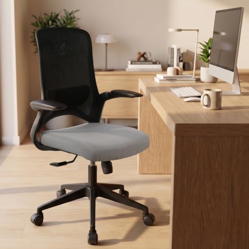 Image of Wakefit Maven Ergonomic Office Chair for Work | 1 Year Warranty | Single Lock and Recline | Soft Foldable Armrest | Strong Nylon Base | 8+ Hours of Comfort | Black & Grey