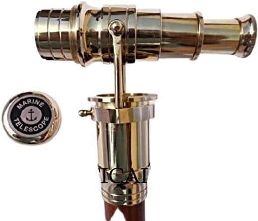 38 Inch Handmade Nautical Walking Stick with Solid Brass Telescope