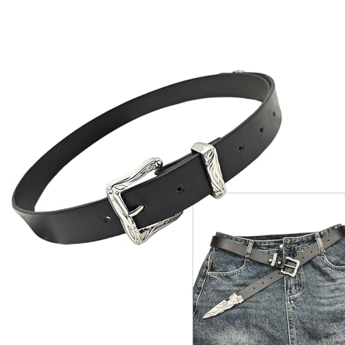 Metal Carving Buckle Belt for Men Women PU Leather Waistband Decorative Belt for Pants Jeans Adult Clothing Accessory2