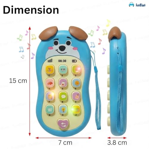 Image of FunBlast Cartoon Musical Mobile Phone for Kids, Mobile with Light & Sound Toys for Babies | Educational Toys for Kids 3+ Years /Boys /Girls-1 Unit (PuppyBlue)