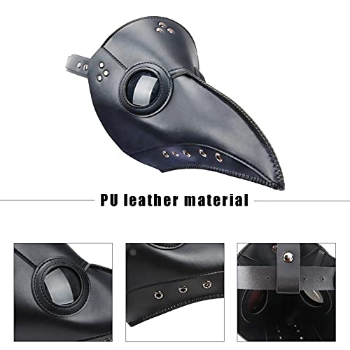 Plague Doctor Mask Set, Bird Masker Pest Doctor Costume 3 in 1 Enge Masker, Cosplay-rekwisieten, PU Lederen Materiaal… - Image 5