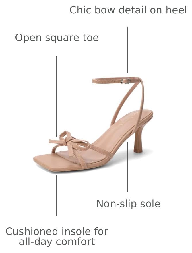 Image of Goderci Kitten Heels with Bow Strappy Heels for Women