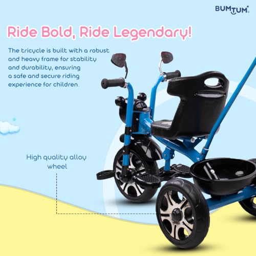 Image of BUMTUM Legendary Baby Tricycle Pedal Bike Rider Stylish | Tricycle for Kids (3-5 Years) Ride-Ons & Wagons Non Battery Operated Ride On Bike with Storage Basket - Blue