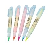 5 rotuladores subrayadores 2 en 1 japoneses de papelería, bonitos suministros escolares de oficina