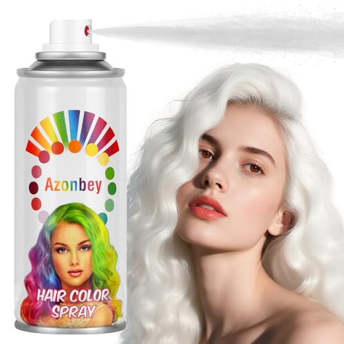 Temporary Hair Color Spray for Kids Women Men, Non-Sticky Hair Color Dye, Non-Damaging Hair Dye,Instant Vivid Colored Hair Spray,4.23Oz Hairspray for Diy Halloween,Party,Cosplay,Christmas(White)
