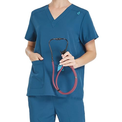 RAKSONIC Nursing Scrubs Set, Breathable Sweat-Wicking, Comfort Stretch Fabric for Nurses, Caregivers in Hospitals(Blue-XXL)