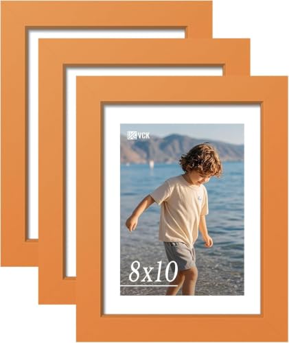 Image of VCK 8x10 Picture Frames 3 Pack, Orange Wood Photo Frame, Wall Display