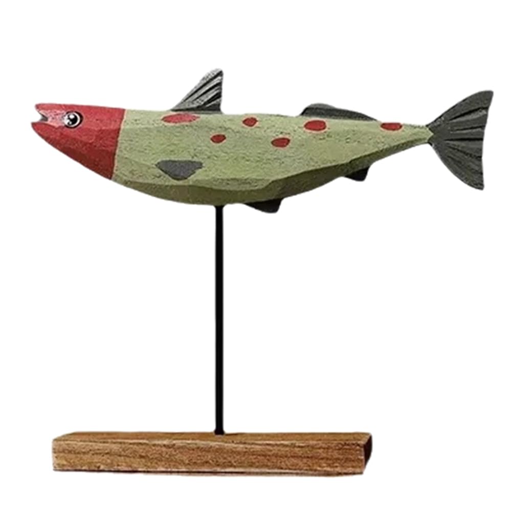 CTRLZS Wooden Fish Statue Nordic Home Decorations Fish Sculpture Ornaments Living Room Bedroom Restaurant Decoration B