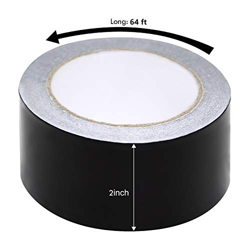 Image of MISSYOUNG Aluminum Black Foil Tape 2 Inch x 64 Feet 3.9 Mil Thick Black Adhesive Aluminum Foil Tape High Temp Heavy Duty Adhesive HVAC Sealing Hot Cold Air Duct Tape for Pipe