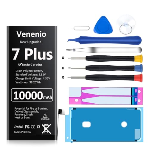 Venenio [10000mAh] Battery for iPhone 7 Plus 2025 Upgraded New 0 Cycle Ultra-High Capacity Battery Replacement for iPhone 7 Plus Model A1661 A1784 A1785 with Complete Repair Tool kit