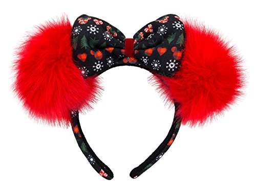 Minnie Mouse Ears Headband with Ugly Christmas Sweater Bow