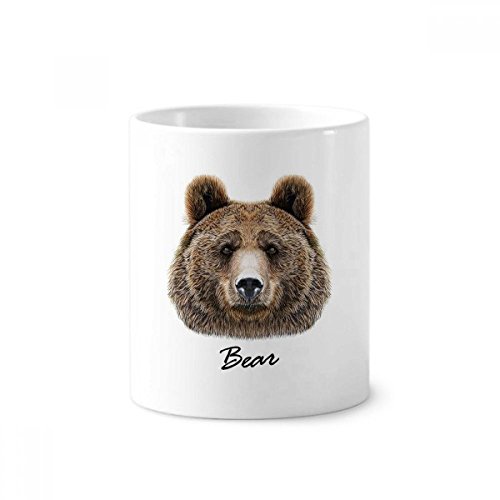 Mug Ours Brun géant en céramique blanc 350 ml avec porte-stylo à dents original