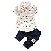 Produktbild Kinderbekleidung Krabbelhosen Bekeleideung Sommer Kleidung Neugeborene T-Shirt Tops Hosen Outfits Boy Kinder Jungen Tops Hosen 2pcs Bekleidungssets LMMVP (6 Monate-24Monate) (Weiß, 80CM (12Monate))