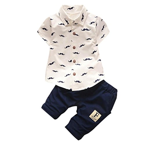 Preisvergleich Produktbild Kinderbekleidung Krabbelhosen Bekeleideung Sommer Kleidung Neugeborene T-Shirt Tops Hosen Outfits Boy Kinder Jungen Tops Hosen 2pcs Bekleidungssets LMMVP (6 Monate-24Monate) (Weiß, 70CM (6Monate))