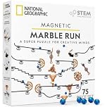 National Geographic Magnetic Marble Run - Super Fun Engineering and Construction Toys with Magnets and Marbles for Kids | Activity Building Games | Creative STEM Toys for Girls and Boys | 75 Piece Kit